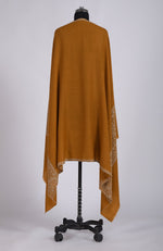 Golden Mustard Sozni Hand Embroidered Pure Pashmina Shawl