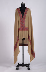 Light Peach Sozni Hand Embroidered Pure Pashmina Shawl