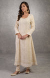 Wine Parsi Gara Hand Embroidered Dupatta With Chikankari Anarkali