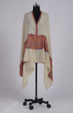 Cream Sozni Hand Embroidered Pure Pashmina Shawl