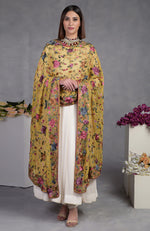 Masterpiece Calendula Floral Parsi Gara Hand Embroidered Dupatta