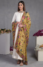 Masterpiece Calendula Floral Parsi Gara Hand Embroidered Dupatta