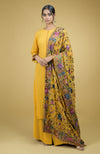 Masterpiece Calendula Floral Parsi Gara Hand Embroidered Dupatta With Suit