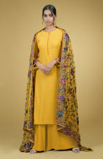Masterpiece Calendula Floral Parsi Gara Hand Embroidered Dupatta With Suit