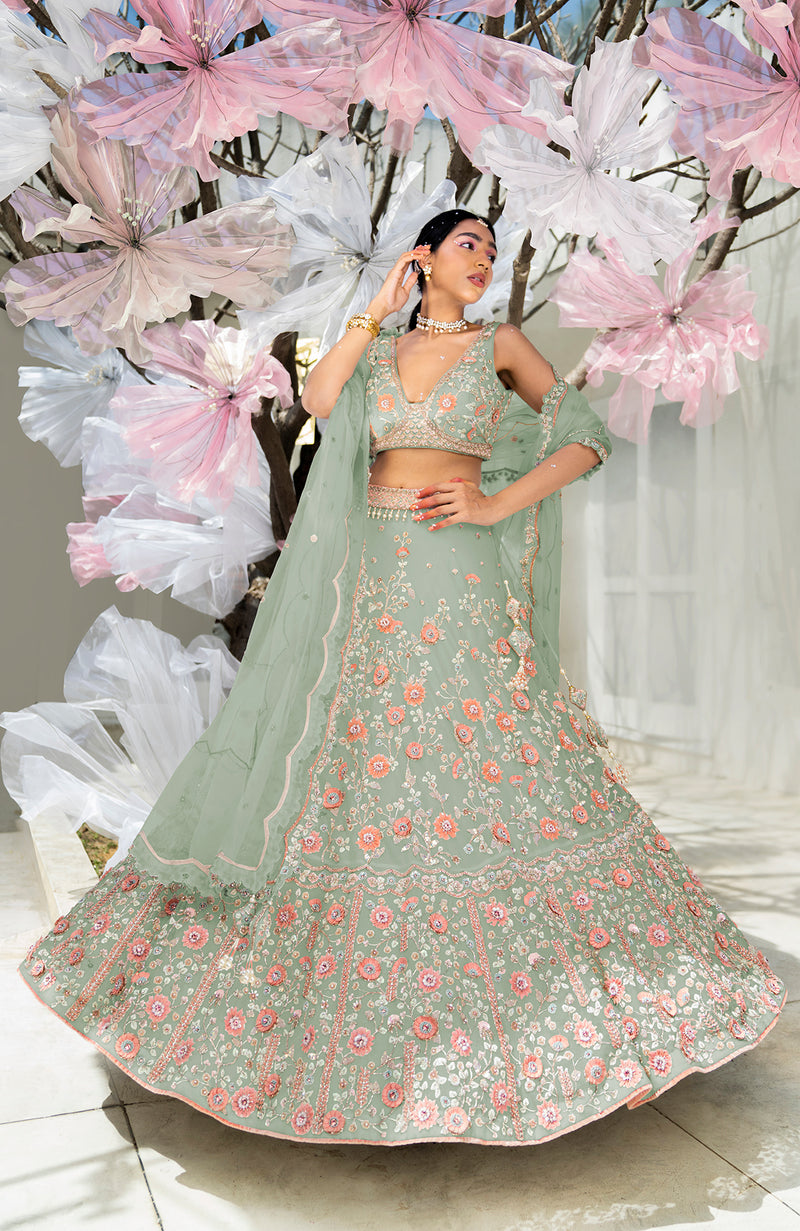 Yours Sage Green Lehenga Set