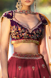 Brick Red-Aubergine Zardozi Lehenga Set