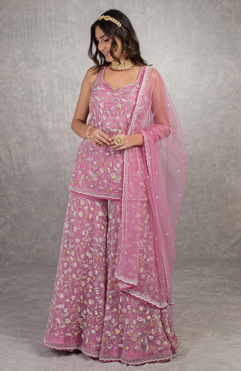 The Kiss Mauve Orchid Sharara Set