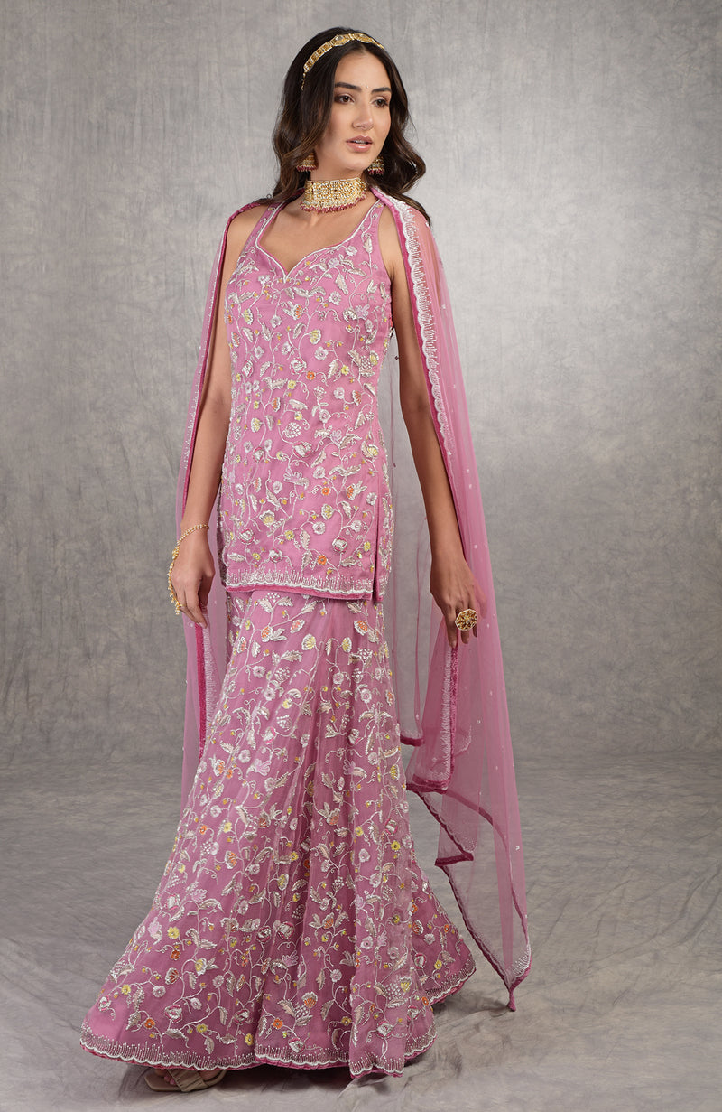 The Kiss Mauve Orchid Sharara Set
