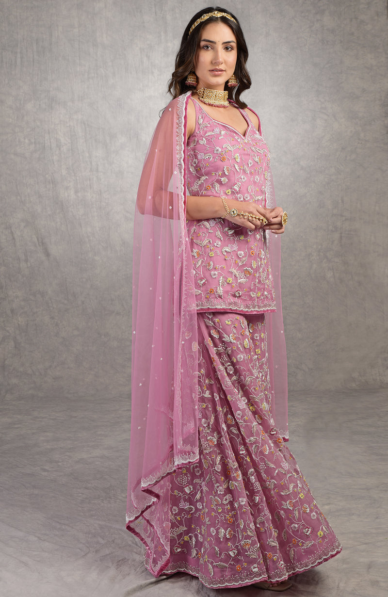 The Kiss Mauve Orchid Sharara Set