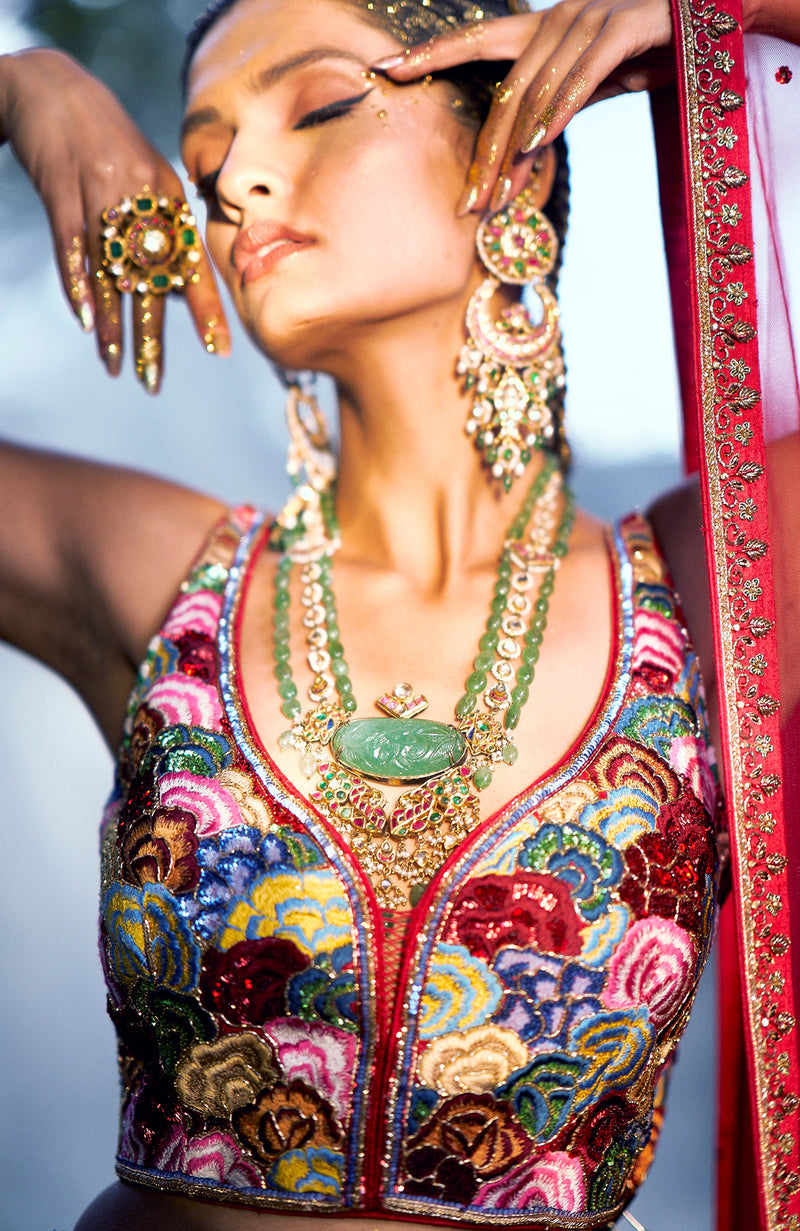 A Red Rose Multi Color Lehenga