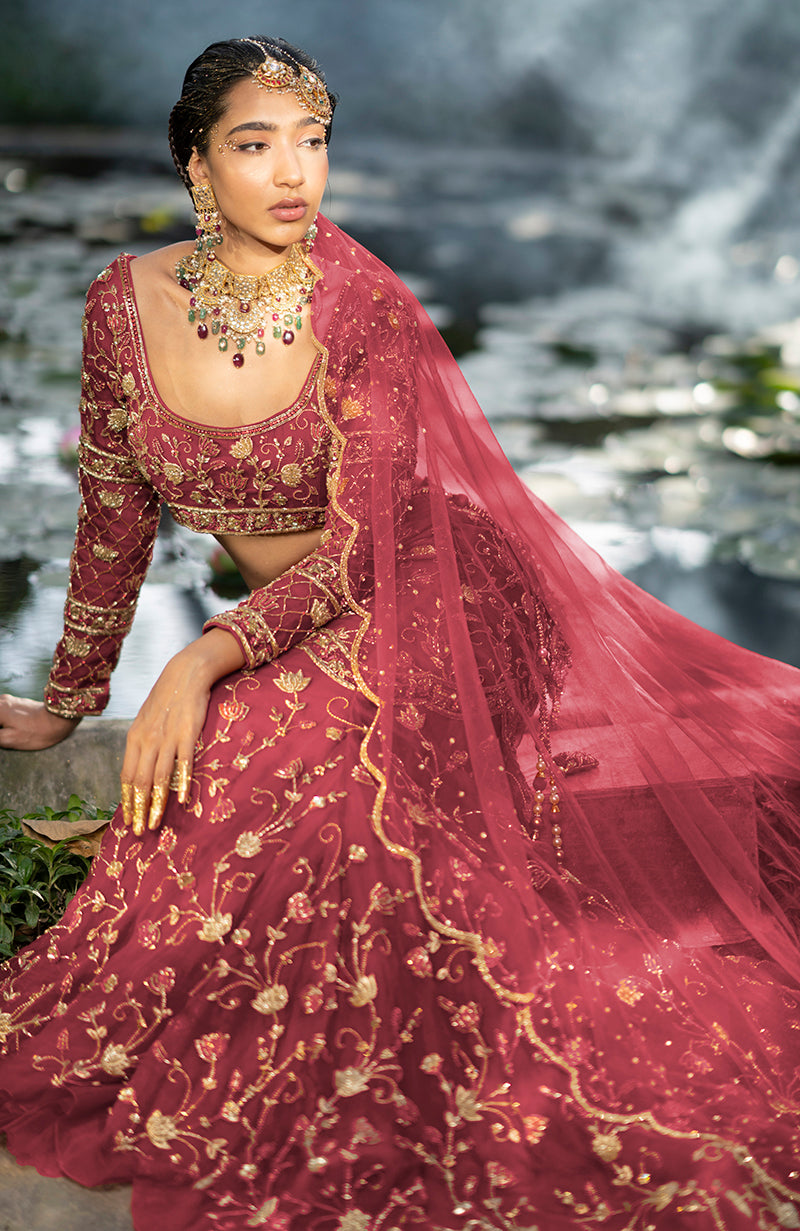 She Walks In Beauty Peacock Pink Lehenga Set