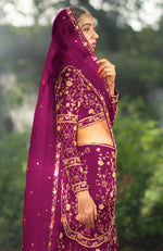 She Walks In Beauty Peacock Pink Lehenga Set