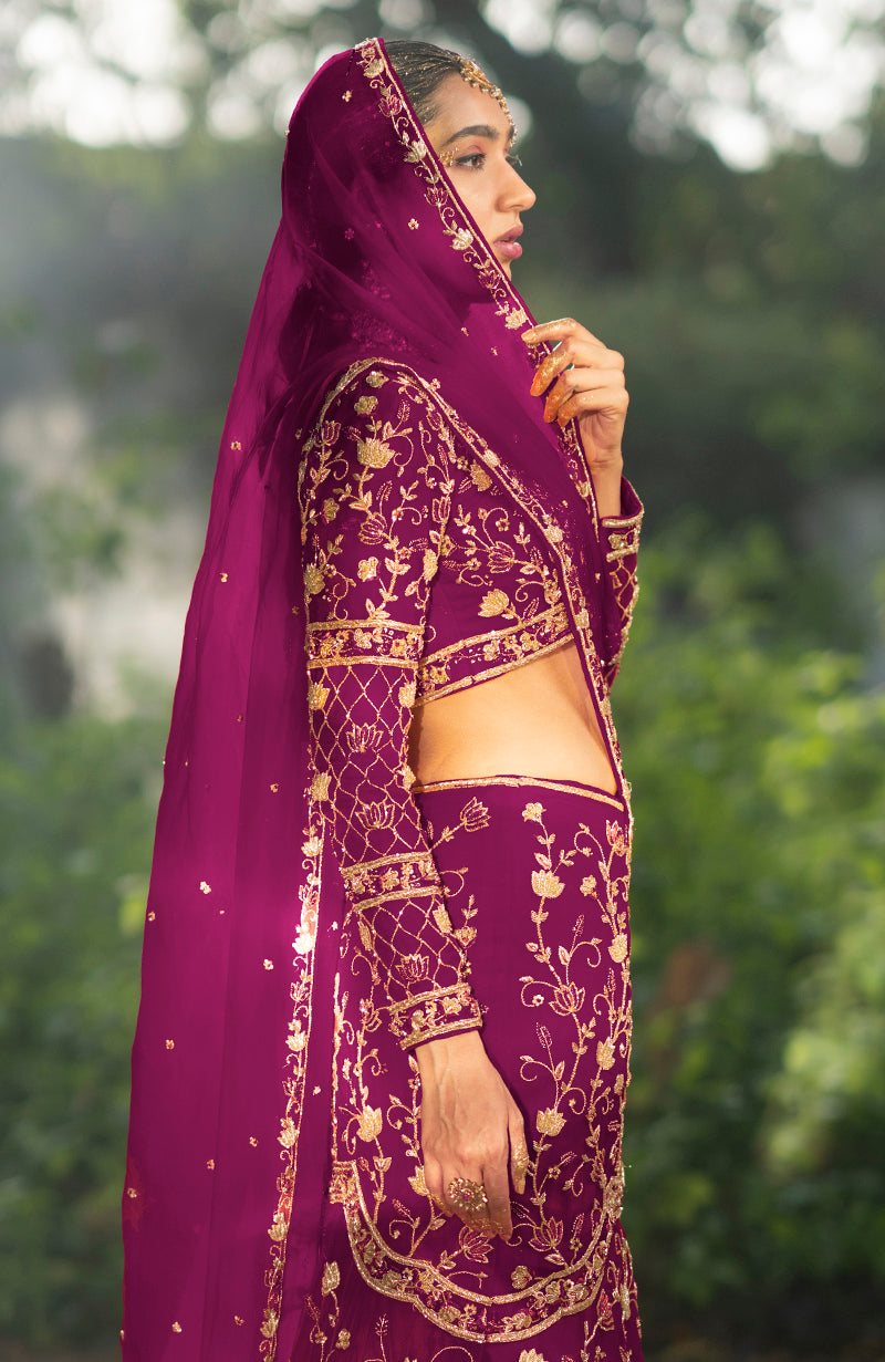 She Walks In Beauty Peacock Pink Lehenga Set