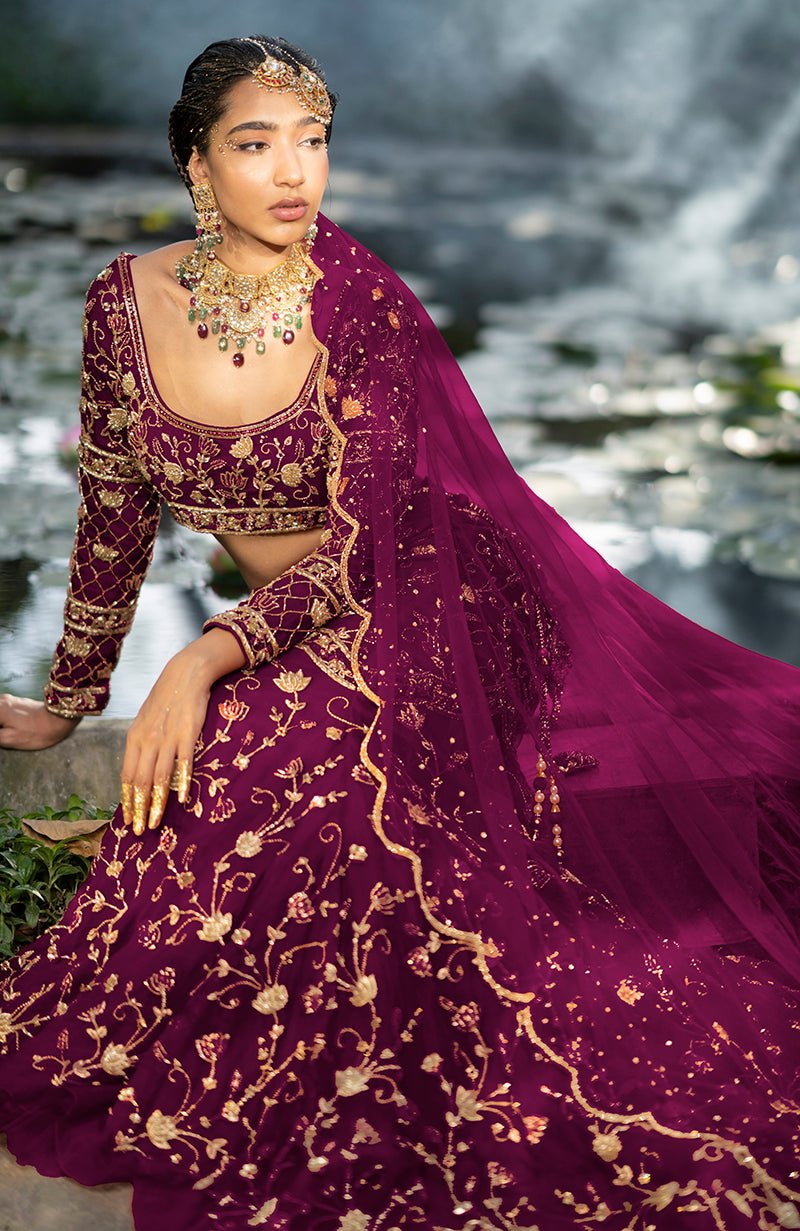 She Walks In Beauty Peacock Pink Lehenga Set