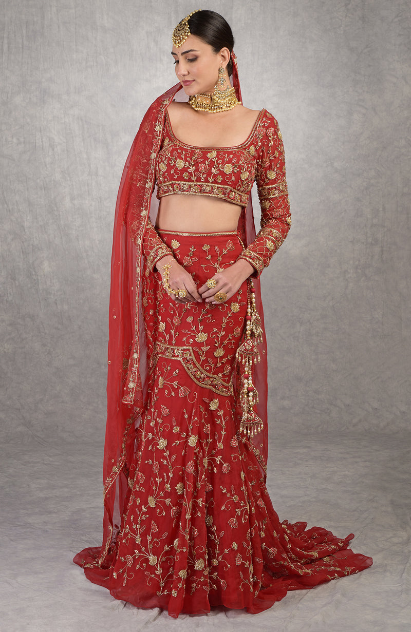 Red Lotus Zardozi Hand Embroidered Blouse