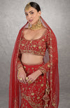 Red Lotus Zardozi Hand Embroidered Blouse
