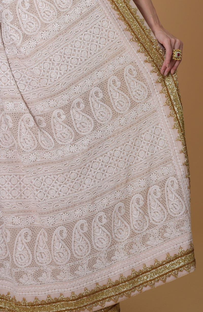 Heirloom Chikankari & Zardozi Hand Embroidered Saree