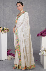 Heirloom Chikankari-Parsi Gara Hand Embroidered Saree