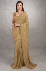 Cleopatra Gold Bead & Sequin Hand Embroidered Saree