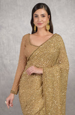 Cleopatra Gold Bead & Sequin Hand Embroidered Saree