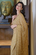 Cleopatra Gold Bead & Sequin Hand Embroidered Saree