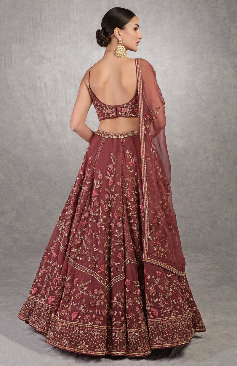 A Love Song Burgundy Wine Lehenga Set