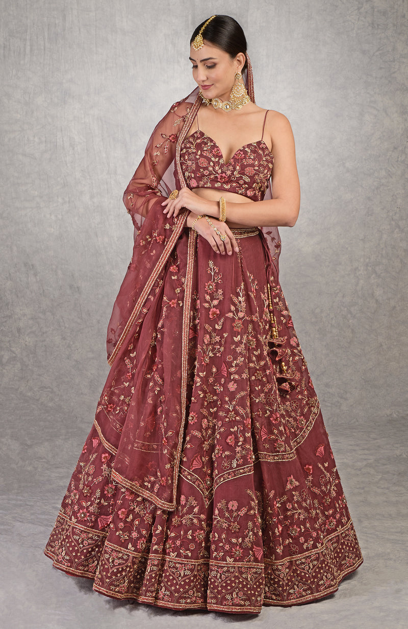 A Love Song Burgundy Wine Lehenga Set