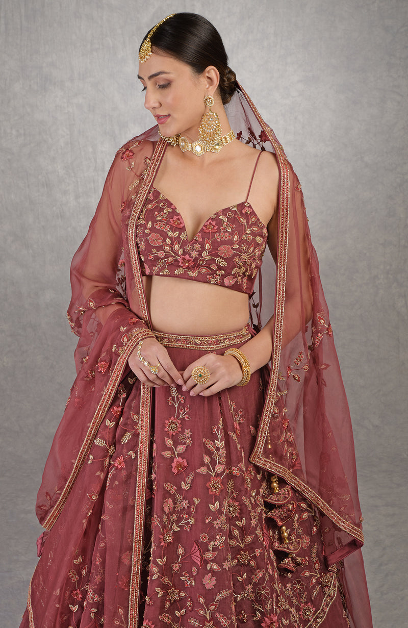 A Love Song Burgundy Wine Lehenga Set