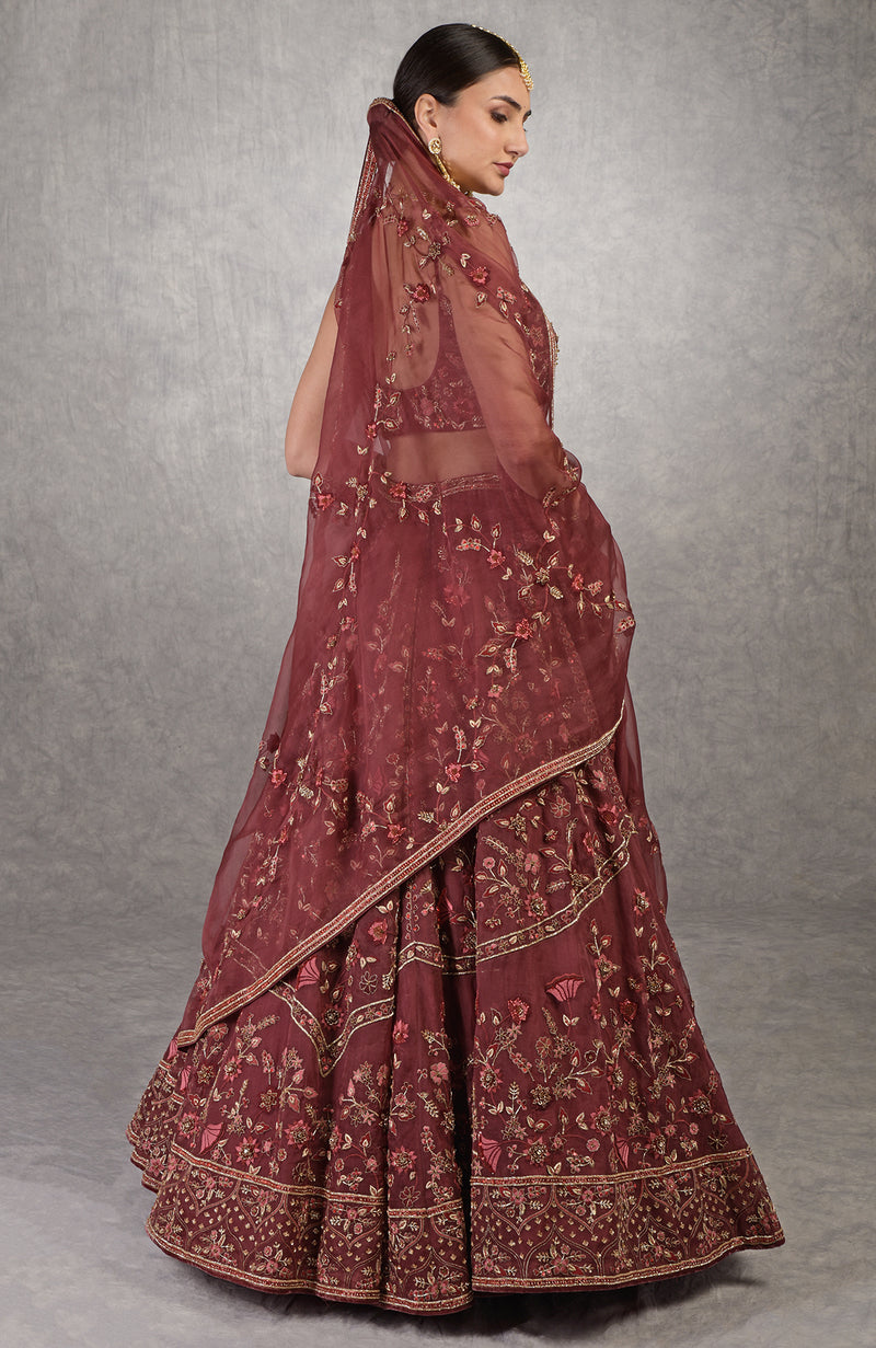 A Love Song Burgundy Wine Lehenga Set
