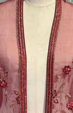 Burgundy Wine Silk Floss Thread Hand Embroidered Floral Dupatta