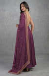 Burgundy Purple Dabka Zardozi Hand Embroidered Dupatta