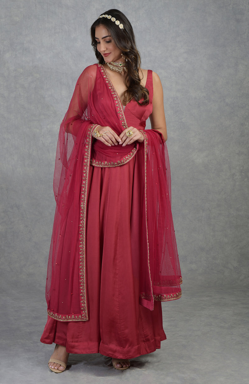 Cut Bead Zardozi Hand Embroidered Anarkali Set