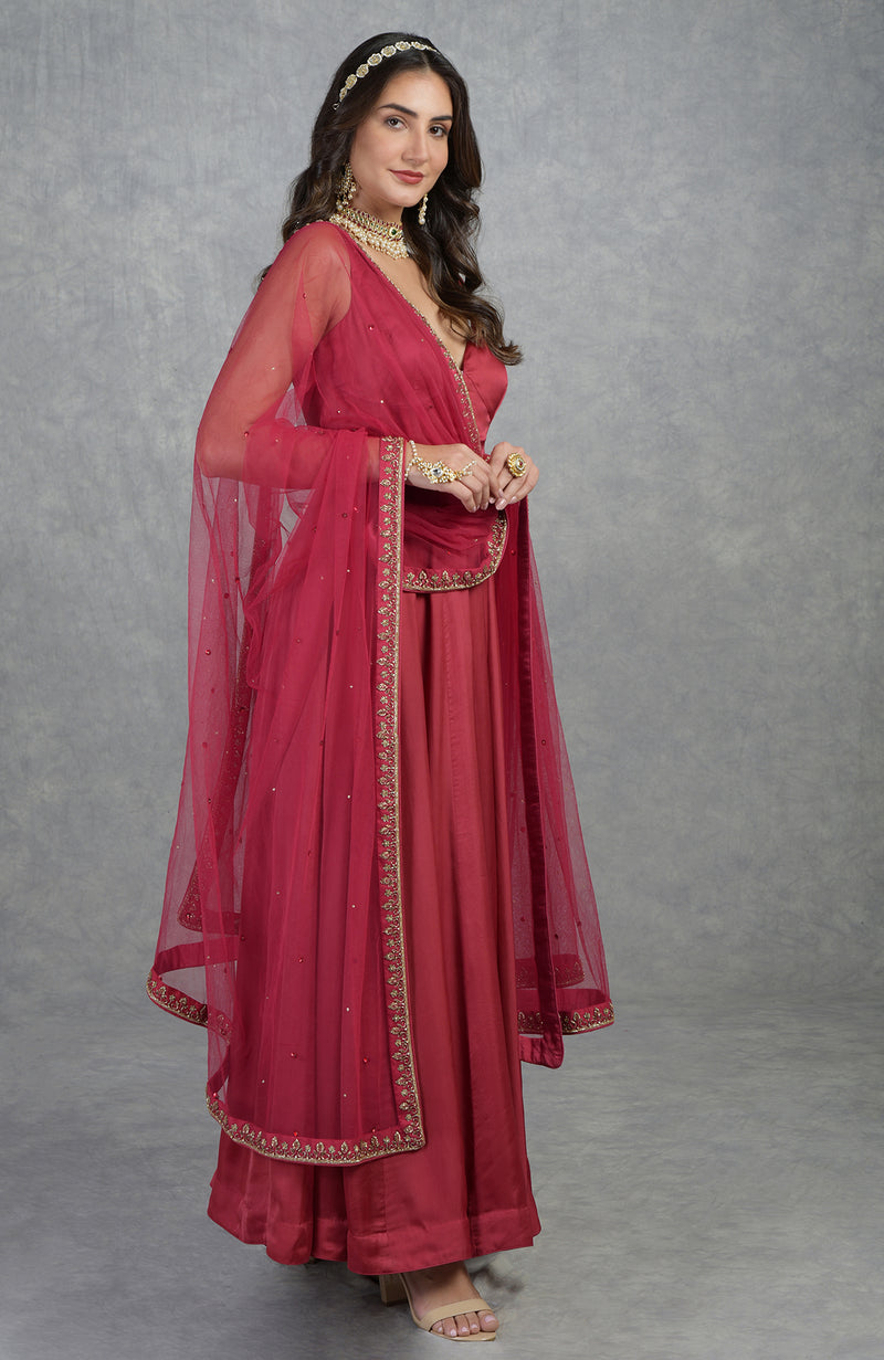 Cut Bead Zardozi Hand Embroidered Anarkali Set