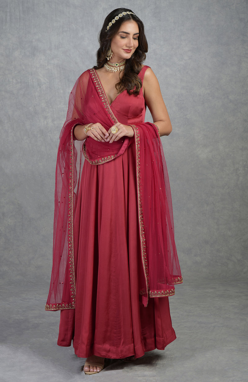 Cut Bead Zardozi Hand Embroidered Anarkali Set