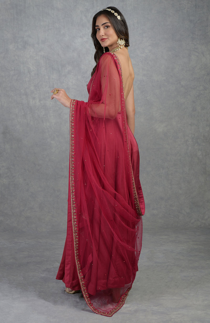 Cut Bead Zardozi Hand Embroidered Anarkali Set