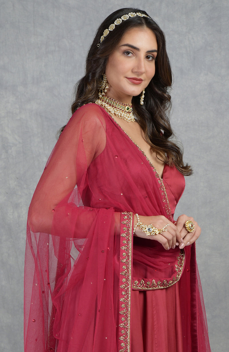 Cut Bead Zardozi Hand Embroidered Anarkali Set