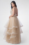 Princesse Crystal Hand Embroidered Tiered Princess Gown