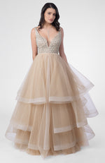 Princesse Crystal Hand Embroidered Tiered Princess Gown