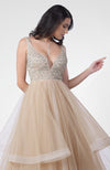 Princesse Crystal Hand Embroidered Tiered Princess Gown