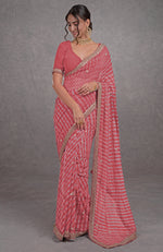 Garnet Rose Leheriya Rosegold Marori-Gota Patti Hand Embroidered Saree