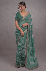 Burgundy Purple Leheriya Rosegold Marori-Gota Patti Hand Embroidered Saree