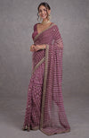 Burgundy Purple Leheriya Rosegold Marori-Gota Patti Hand Embroidered Saree