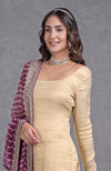 Burgundy Purple Leheriya-Tilla Dupatta With Tissue Sharara Suit
