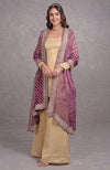 Burgundy Purple Leheriya-Tilla Dupatta With Tissue Sharara Suit