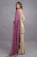 Burgundy Purple Leheriya-Tilla Dupatta With Tissue Sharara Suit