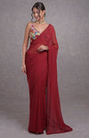 Red- Multicolor Resham Dabka-Sequin-Beads & Kamdani Hand Embroidered Saree