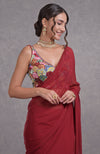 Red- Multicolor Resham Dabka-Sequin-Beads & Kamdani Hand Embroidered Saree