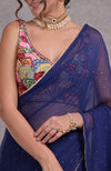 Mukaish Classic Blue- Multicolor Resham Dabka-Sequin-Beads & Kamdani Hand Embroidered Saree