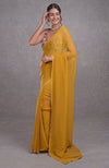 Mukaish Mustard Yellow- Multicolor Resham Dabka-Sequin-Beads & Kamdani Hand Embroidered Saree