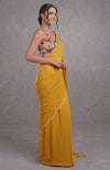 Mukaish Mustard Yellow- Multicolor Resham Dabka-Sequin-Beads & Kamdani Hand Embroidered Saree